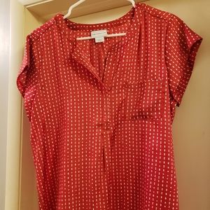 Red polka-dot silky shirt